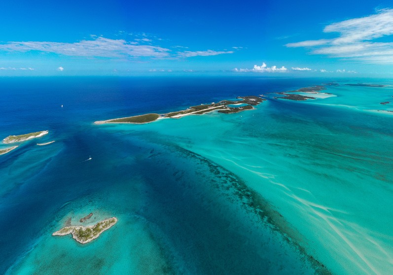 shaded blue waters of the Exumas, a popular yacht charter destination