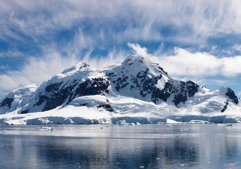 snowy landscape in Antartica, a unique yacht charter destination